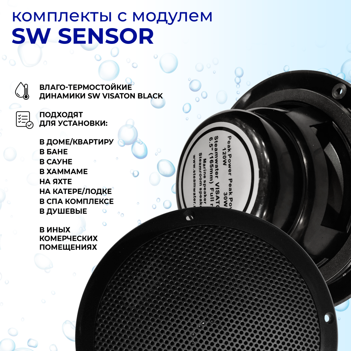 Акустическая система для сауны и хамама SENSOR Black VISATON 2 — изображение 2